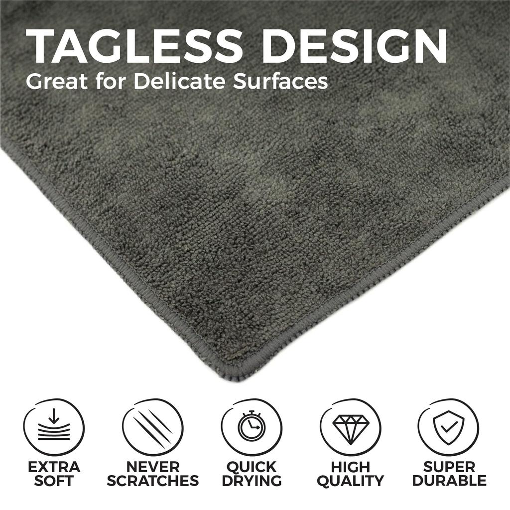 The Rag Company Allzweck-Frotteetücher, 40x40cm, 12er-Pack, Grau, für Autowäsche, Fahrzeugpflege und mehr