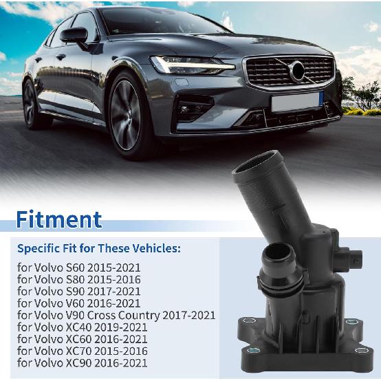 Engine Coolant Thermostat Housing Assembly with Seal & Sensor for Volvo S60 S80 S90 V60 V90 Cross Country XC40 XC60 XC70 XC90 Replace No.31293912