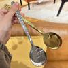 Stainless Steel Round Spoon Net Red Golden Dinner Long Handle Stirring Dessert Spoons For Kitchen Accessories Gadgets