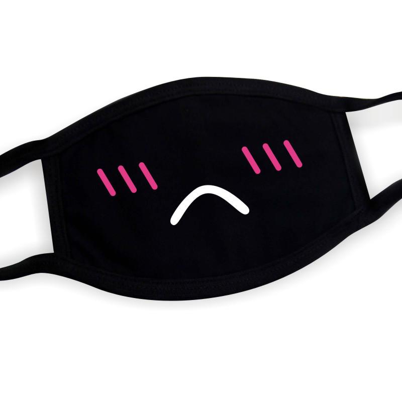 Black Cotton Mask Unisex Winter Warm Thickening Half Face Mouth Mask Cotton Cartoon Pattern Anti-Dust Anti-Respirator Mask
