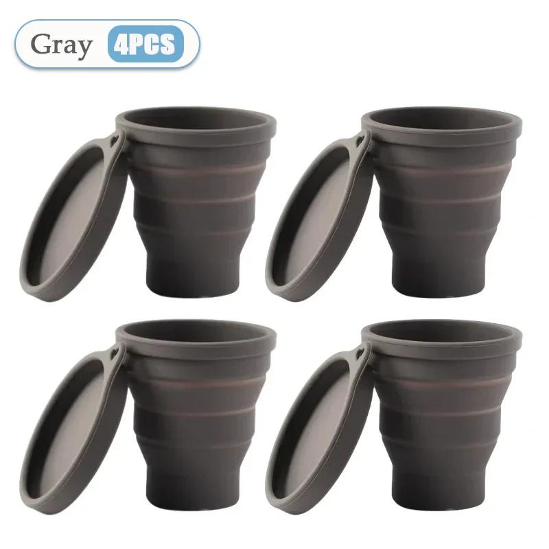 1-10Pcs 180Ml Silicone Collapsible Water Cup Outdoor Camping Travel Portable Foldable Lid Coffee Cup Sports Hiking Accessories