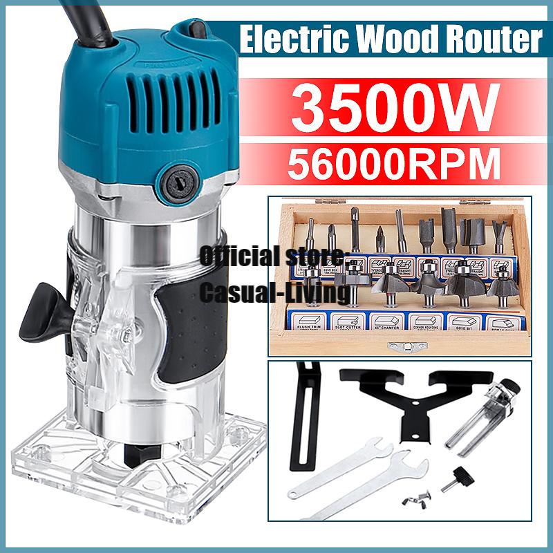 Electric Wood Trimmer Wood Laminate Palm Router 35000Rpm Electric Hand Trimmer Edge Joiners Woodworking Tool 1280W