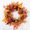 40cm Front Door Wreath Autumn Pumpkin Maple Leaf Pinecone Harvest Wreath Wall Decor Ornament Artificial Wreath