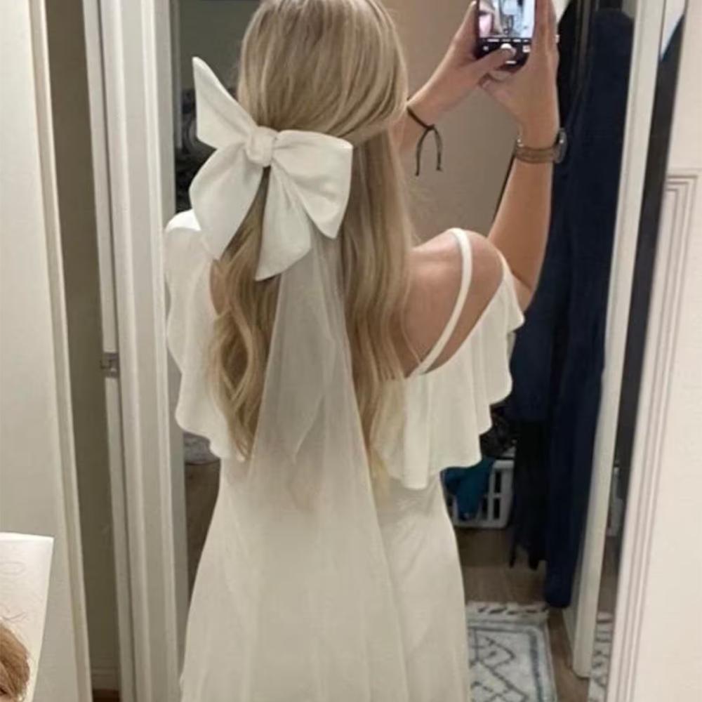Bride Bow Veil Bachelorette Party Weekend Girls Trip Bridal Shower Bride To Be Hair Clip Beach Wedding Bridesmaid Proposal Gift