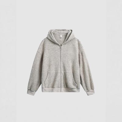 Men's Retro Striped Zip-Up Hoodie - Autumn Casual Loose Fit for Couples