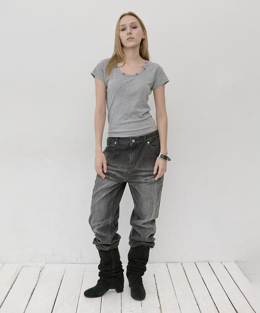 Lekim Lwe Studded T-Shirt (Gray)