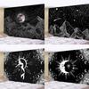 Black and White Moon Mandala Tapestry Bohemian Decoration Wall Hanging Bedroom Psychedelic Scene Starlight Art Home