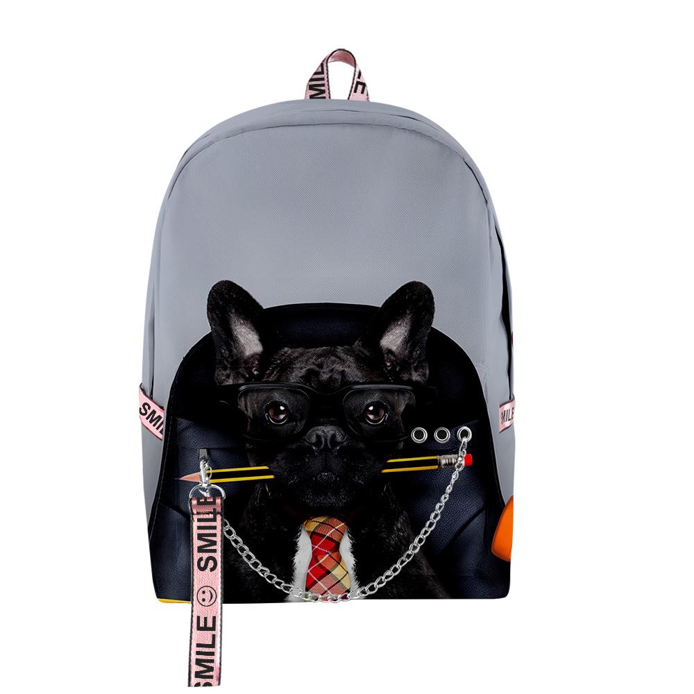 Classic Novelty Lovely French Bulldog School Bags Unisex 3D Print Oxford Waterproof Notebook multifunction Travel Backpacks
