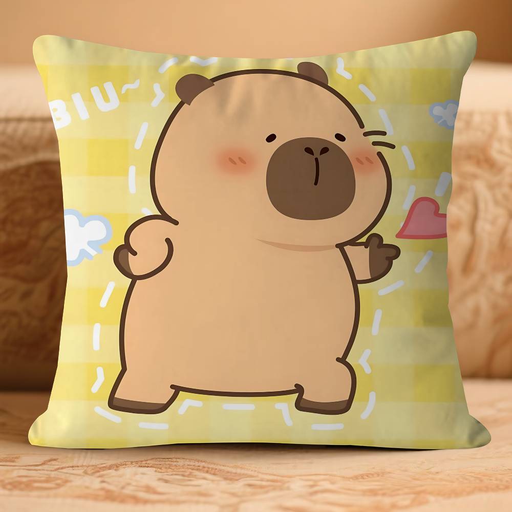 Cute Anime CapybaraS Pillow Case Removable Washable Cushion Cover – All-Season Soft Linen