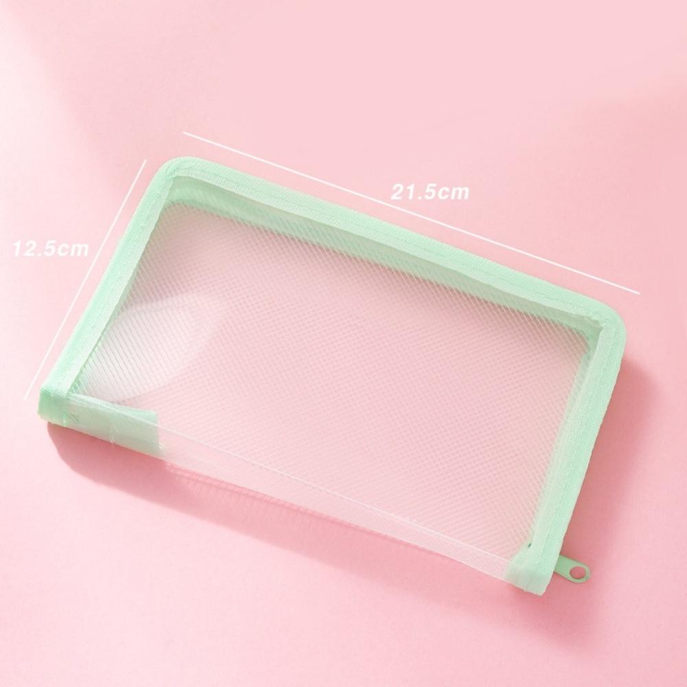 

Transparent Pen Case A6 Zipper File Folders Bag Small Cards Badges Kpop Photocard Collect Book Student Stationery Storage Bag зелений