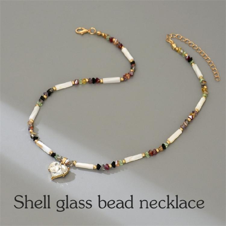 Stylish Irregular Pearls Chain Jewelry Adjustable Collarbone Necklace Heart Charm For Party Vacation Accessories