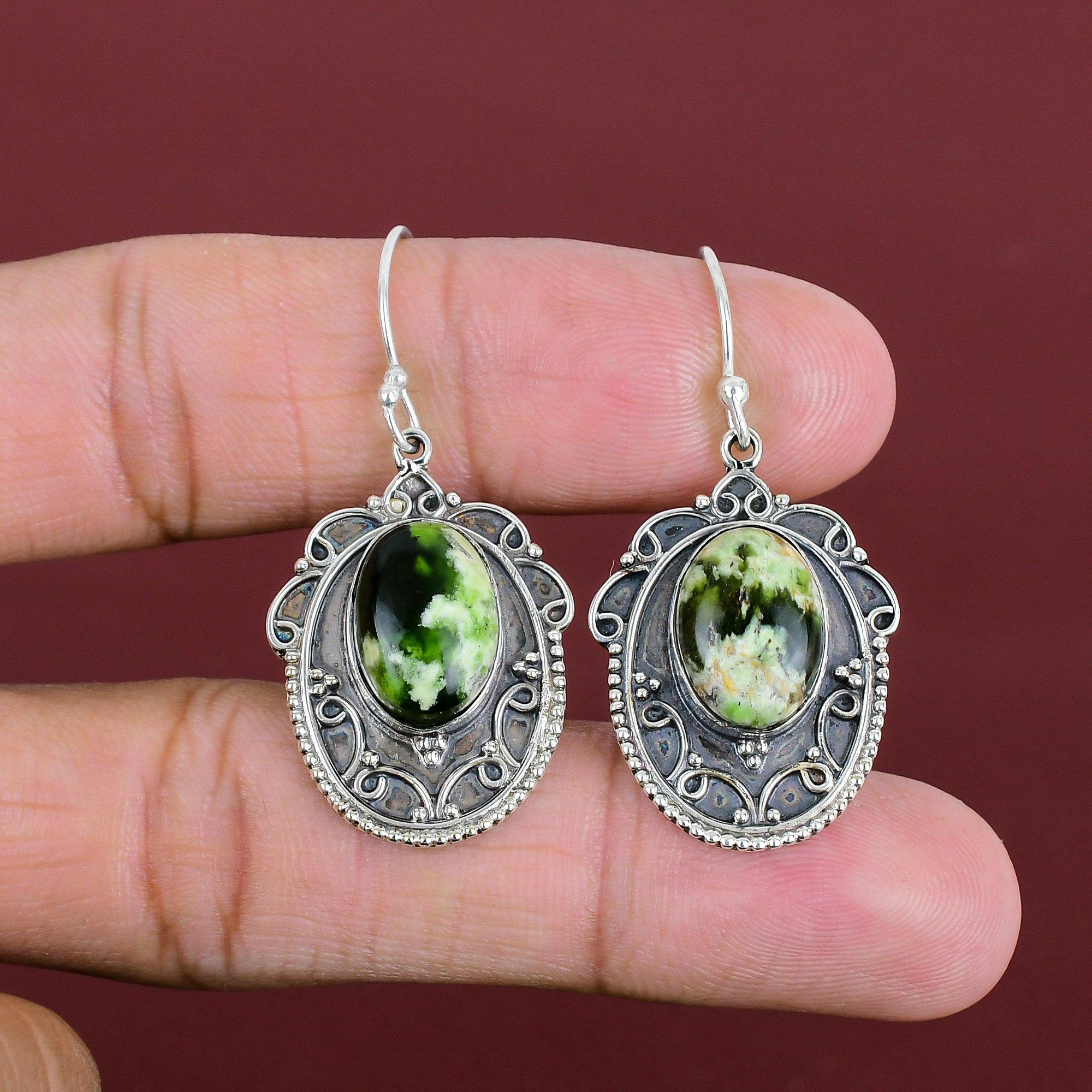 Australian Chrome Chalcedony Earring 925 Sterling Silver Earrings Vintage Earring Stylish Jewelry Handmade Gemstone Earring Gifts For Mother
