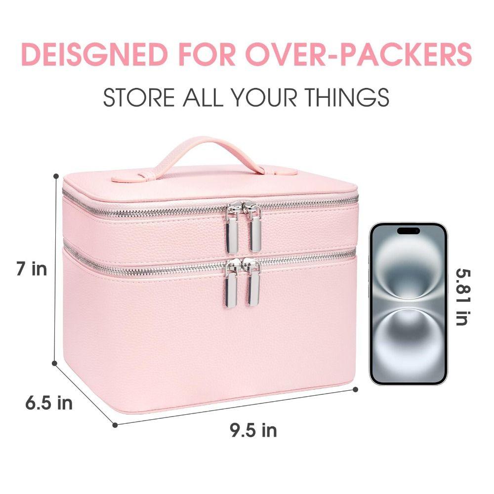 Storage Solution PU Material Cosmetic Bag Large Capacity Waterproof Toiletry Storage Aesthetic Pattern Travel Bag Travel