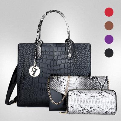 New Crocodile Pattern Mother and Child Bag Soft Surface Portable Shoulder Oblique Span Two-piece Set Women's Bag Handbag