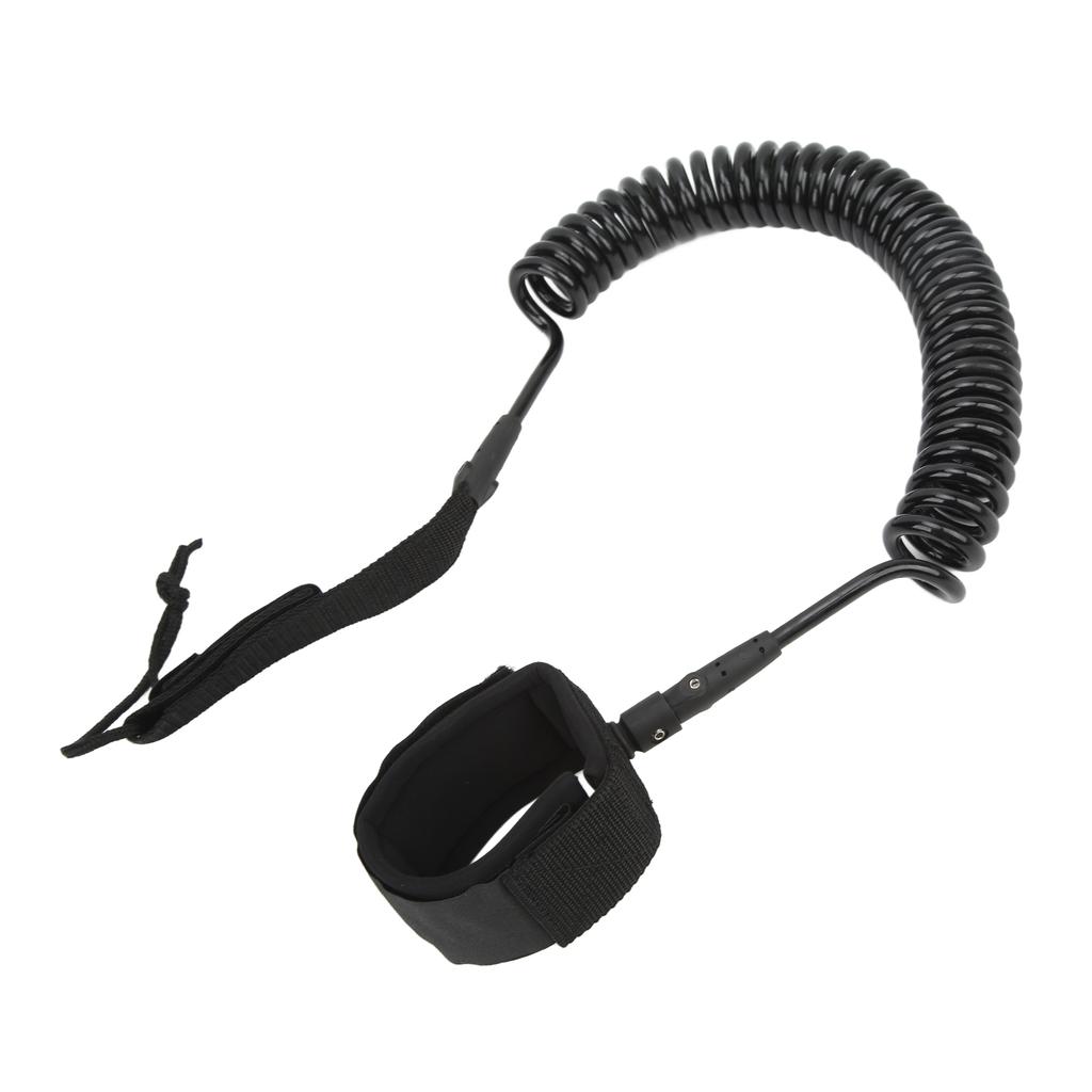 Surfboard Leash High Elasticity TPU Black Adjustable Coiled Surfing Leg Rope for Paddleboards