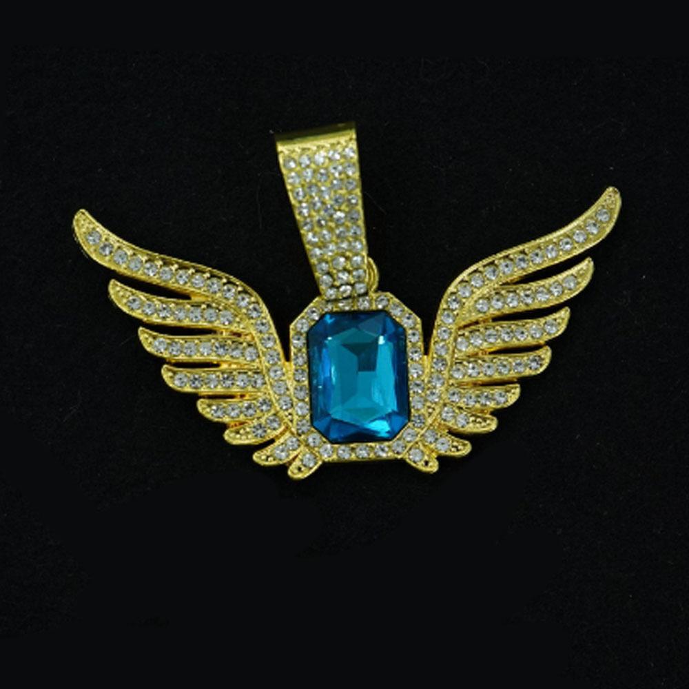 Light Luxury Niche Men's and Women's Fashionable Angel Wing Pendant, Ins, Wing Pendant, Emerald, Hip-hop, Rock Sugar Cuban Chain