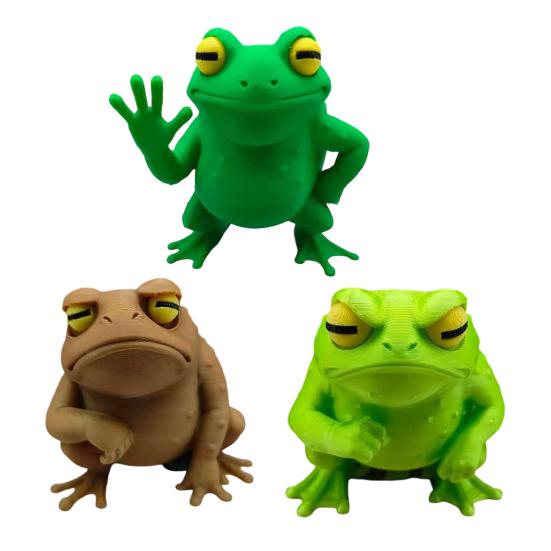 Figura de Sapo Impresa en 3D Divertida Linda Sapo Decoración de Escritorio Animal Coleccionable Escultura para Decoración de Estante de Hogar Oficina