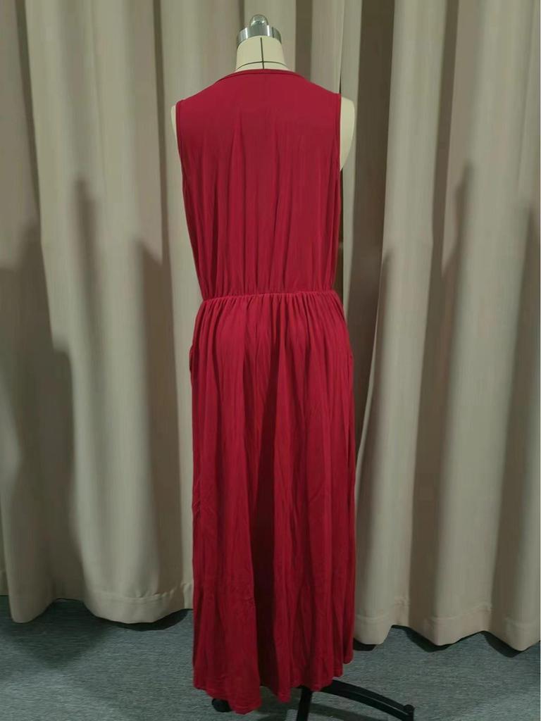 2025 Summer Sleeveless Lantern Slit Dress - European & American Style