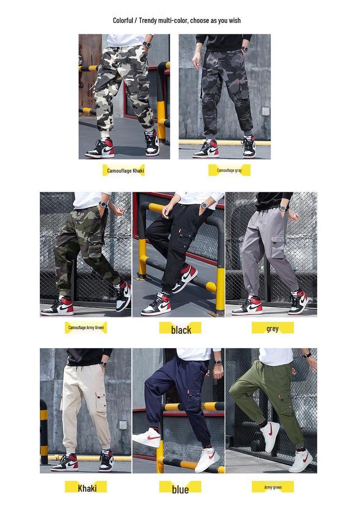 Men's Trendy Cotton Joggers: Versatile Slim Fit Cropped Pants for Spring & Fall