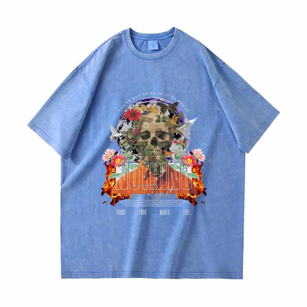

Мужские винтажные футболки из плотного хлопка, винтажные футболки «Ничего не сожалеть» с цифровой печатью, футболка в стиле хип-хоп, ретро, ​​​​панк, уличная одежда, футболки