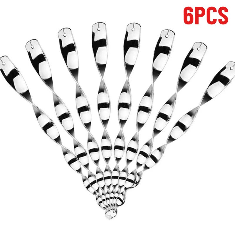 

Bird Wind Twisting Scare Rod Reflective Ornamental Spiral Device Keep Birds Away Repeller Wind Spiral Rotating Rod Hanging Decor 6PCS
