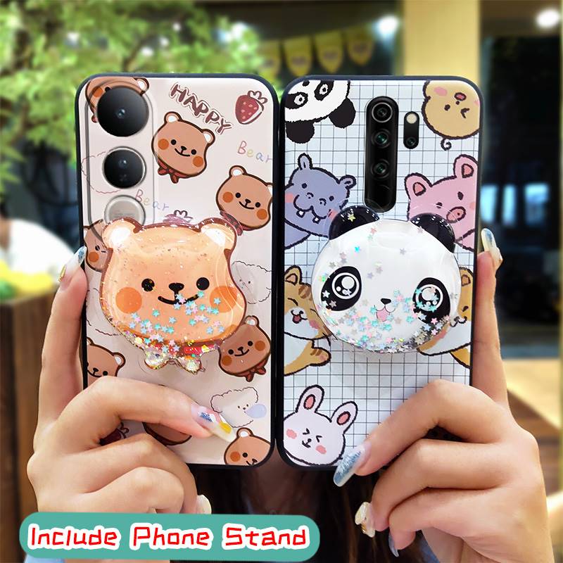 Simplicity Skin feel silicone Phone Case For VIVO V50 Lite 5G Global TPU Waterproof Rotatable stand Anti-knock cute