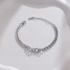 Gold And Silver Two-Color Cuban Chain, Love Diamond-Encrusted Bracelet, Multi-Layer Stacking Design, The Same Hip-Hop Style Jewelry For Men And Women