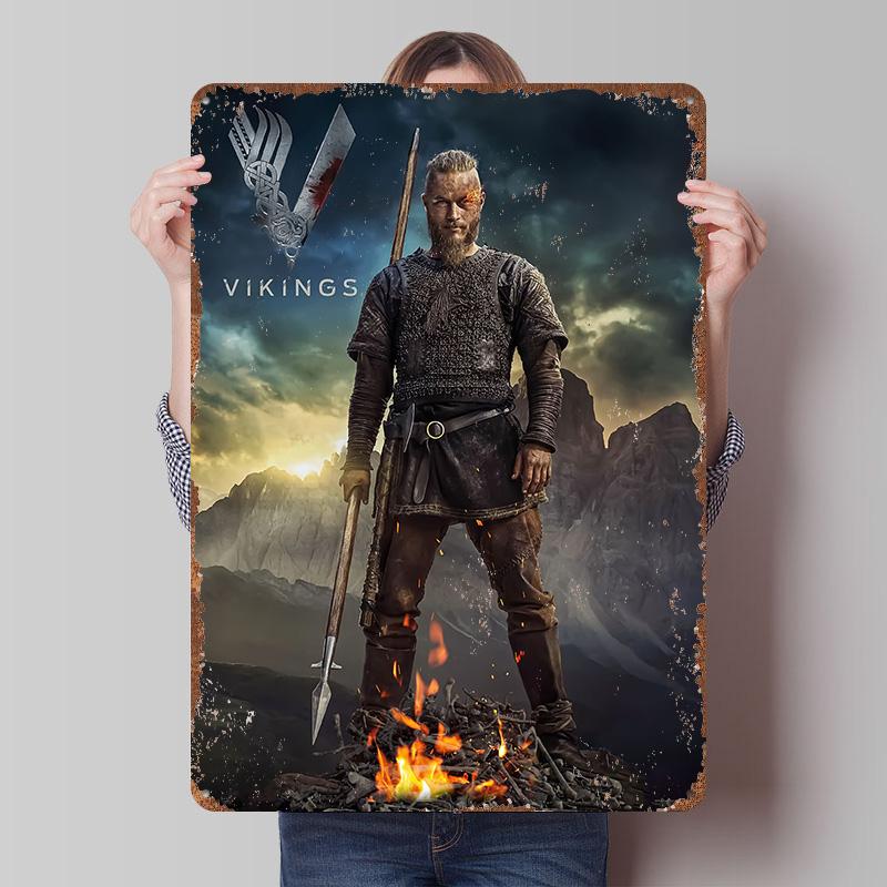 

Viking Printed Poster Customized Wall Art Retro Vintage Metal Tin Signs for Home Decor Living Room Decoration At Home Man Cave 7.9x11.8In(20x30cm)