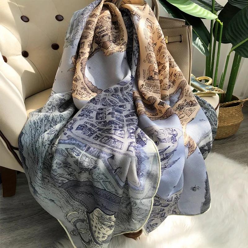 130 CM Silk Wool Scarf Women's Large Square Scarf Silk Scarf New Cashmere Versatile Shawl Thin