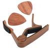 Acoustic Guitar Capo Solid Wood Silica Gel Clamp Ergonomics with 2 Picks for Bass Ukulele Violin