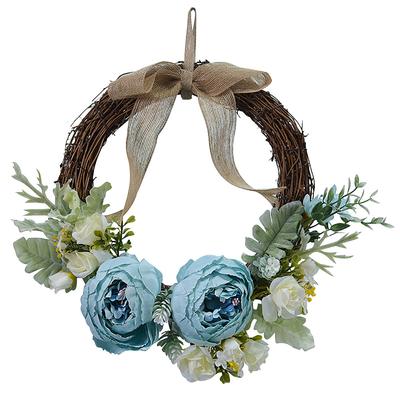 Couronne de Pivoines Artificielles Belle Élégante Réaliste Couronne de Fleurs Décorative pour Porte d'Entrée Cheminée