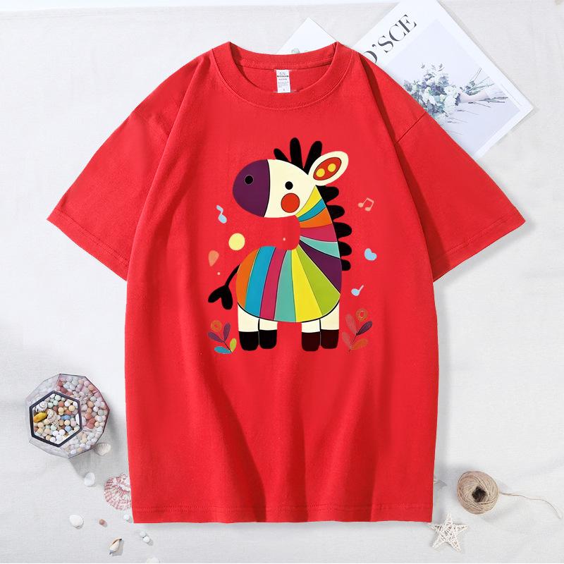 Chinese New Year Family T-Shirts: Year of the Horse Red Zodiac Design, Matching for Parent-Child Festive Party.