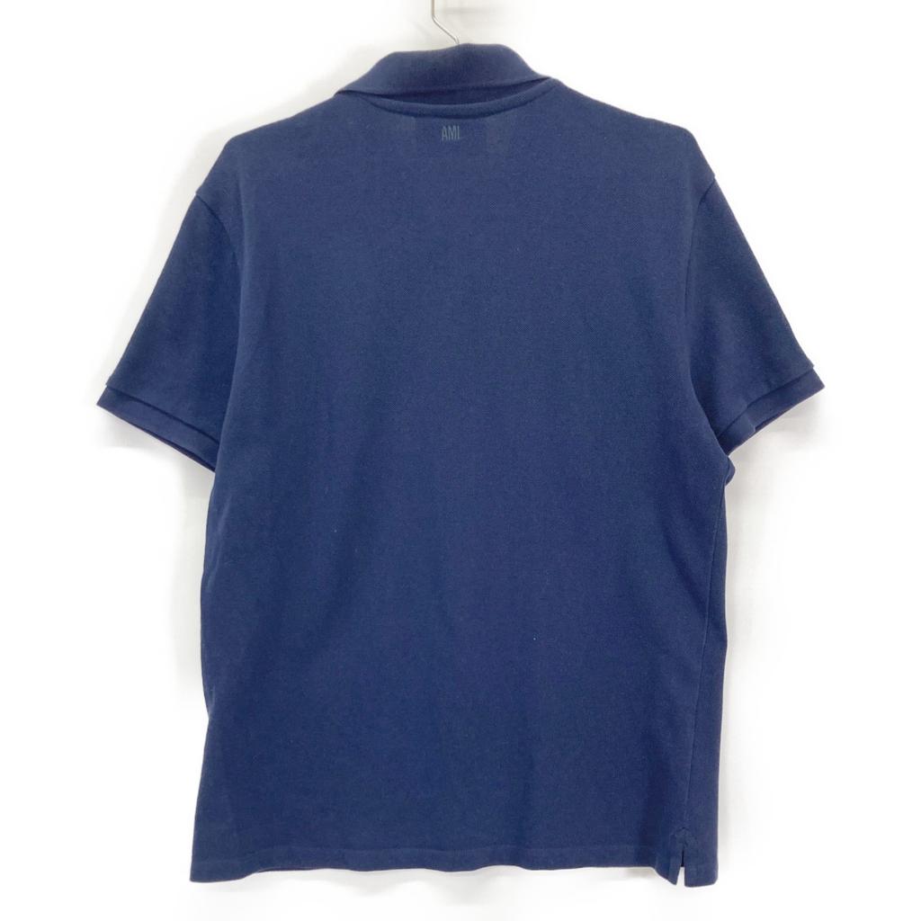 Ami Paris Navy White Logo Polo Shirt Tops L NavyUsed