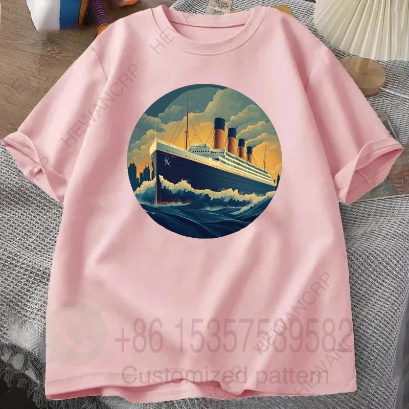 Mens Tracksuit Tshirt Boat Print Round Neck Short Sleeves Casual Cotton Pullover Sweatwicking Breathable Sportswear