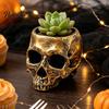 Nischen-Urlaubsgeschenke Totenkopf-Pflanzgefäß, Harzkopf-Blumentopf, Halloween-Süßigkeitenschale, Gruselige Schale Gothic-Dekoration für Tischplatte Heimbar Büro