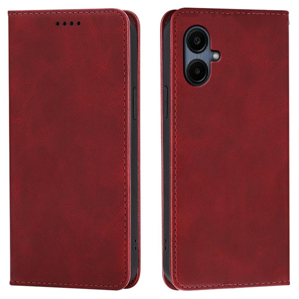 For Samsung Galaxy A06 4G/5G Case Wallet Calf Texture Leather Phone Cover with Hidden Magnetic Closure