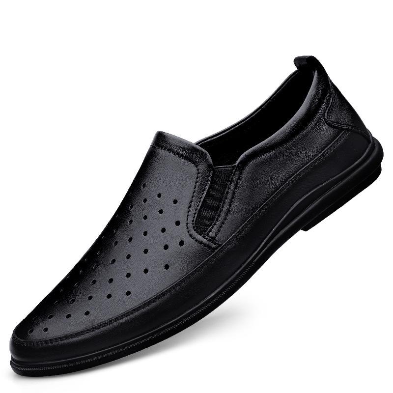 Men s Large Size Leather Slip-On Casual Shoes - Breathable Soft Sole Cowhide Driving Loafers, Dad Shoes. 43