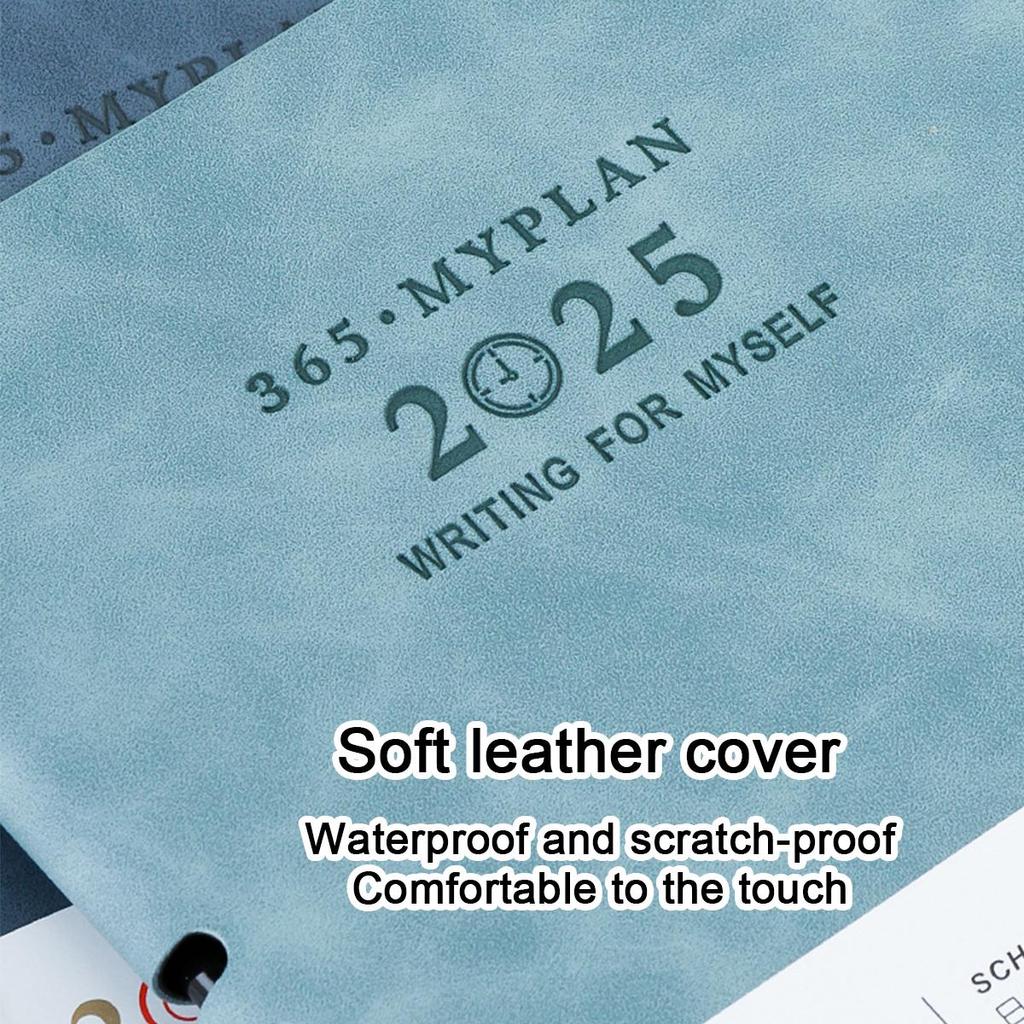 A6/A5/B5 Leather 2025 Business Schedule, Student Daily Planner, 365-day Record Book, Notepad, Memo, 176 Sheets, 352 Pages