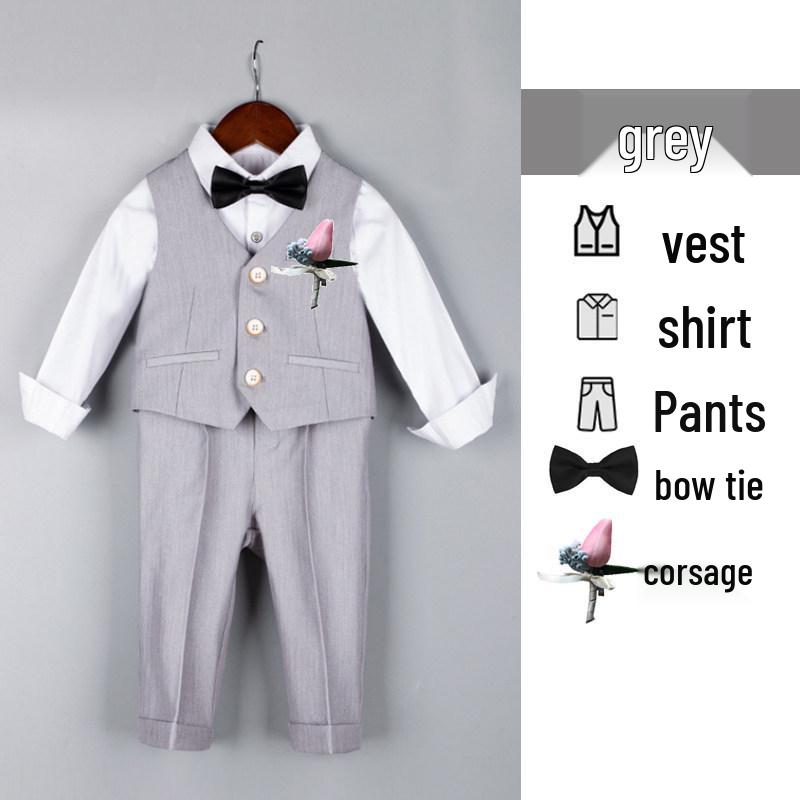 Jungen Anzug Frühling/Herbst: Erste Geburtstagsfeier Baby Formelle Kleidung, Britischer Stil Pageboy, Hochzeitsgast, Aufführungskostüm