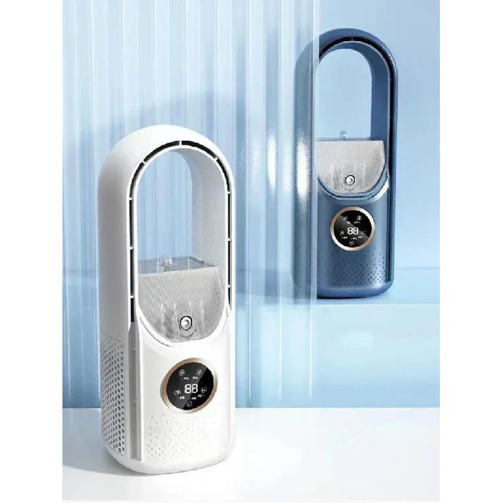 Portable USB Air Cooler Leafless Electric Fan 6 Speed Silent Timer Air Conditioner Cooling Fan Humidifier Conditioning Fan