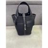 Chic Versatile Bucket Tote Bag Canvas Swift Leather Blend Single Shoulder Handbag Women