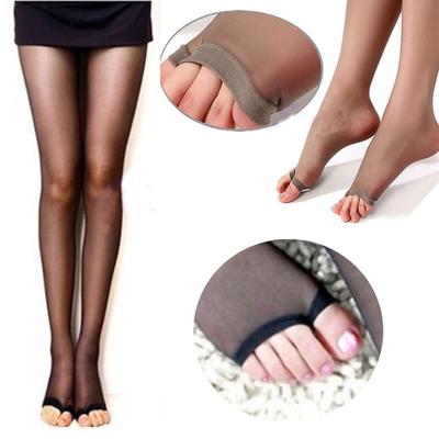 Lady Open Toe Sheer Leggings Sexy Womens Slim Breathable Tights Ultra-Thin Pantyhose Transparent Shining Resist Uv Stockings