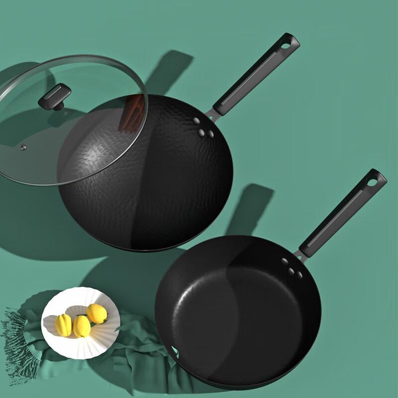 DStt Gehammerter Feineisen Wok & Bratpfannen Set