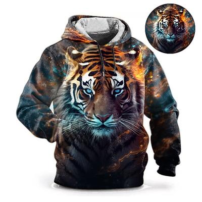 Animal Hoodie For Men Tiger Print High-Quality Men's Pullover Autumn Fashion Top Street Designer Long Sleeved Premium Sportswear