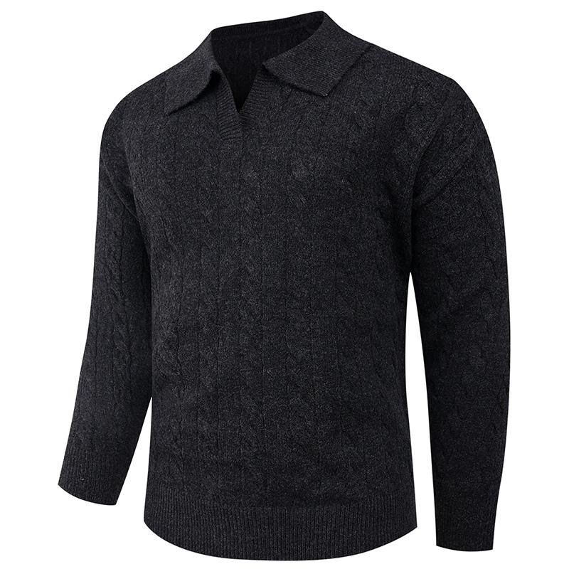 Autumn and Winter Polo Collar Knit Men's Jacket Loose Inner Base Top