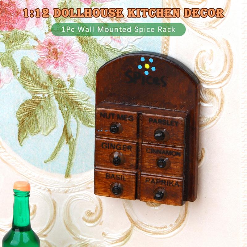 Dollhouse Miniature Hanging Cabinet Wall Cabinet Storage Rack Shelf 1:12 Dollhouse Furniture Living Room Model Decor Toy