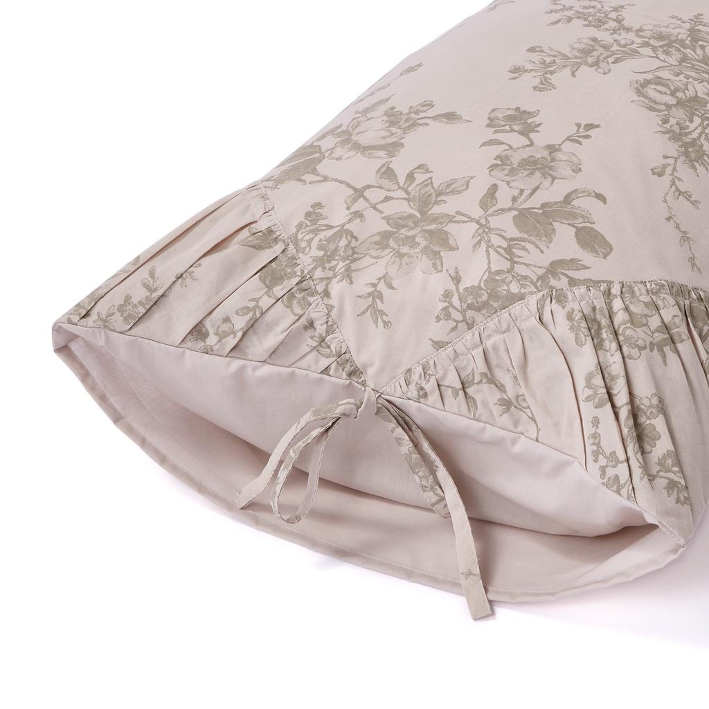 Francfranc Gathered Ribbon Pillowcase, 70x50cm, Beige