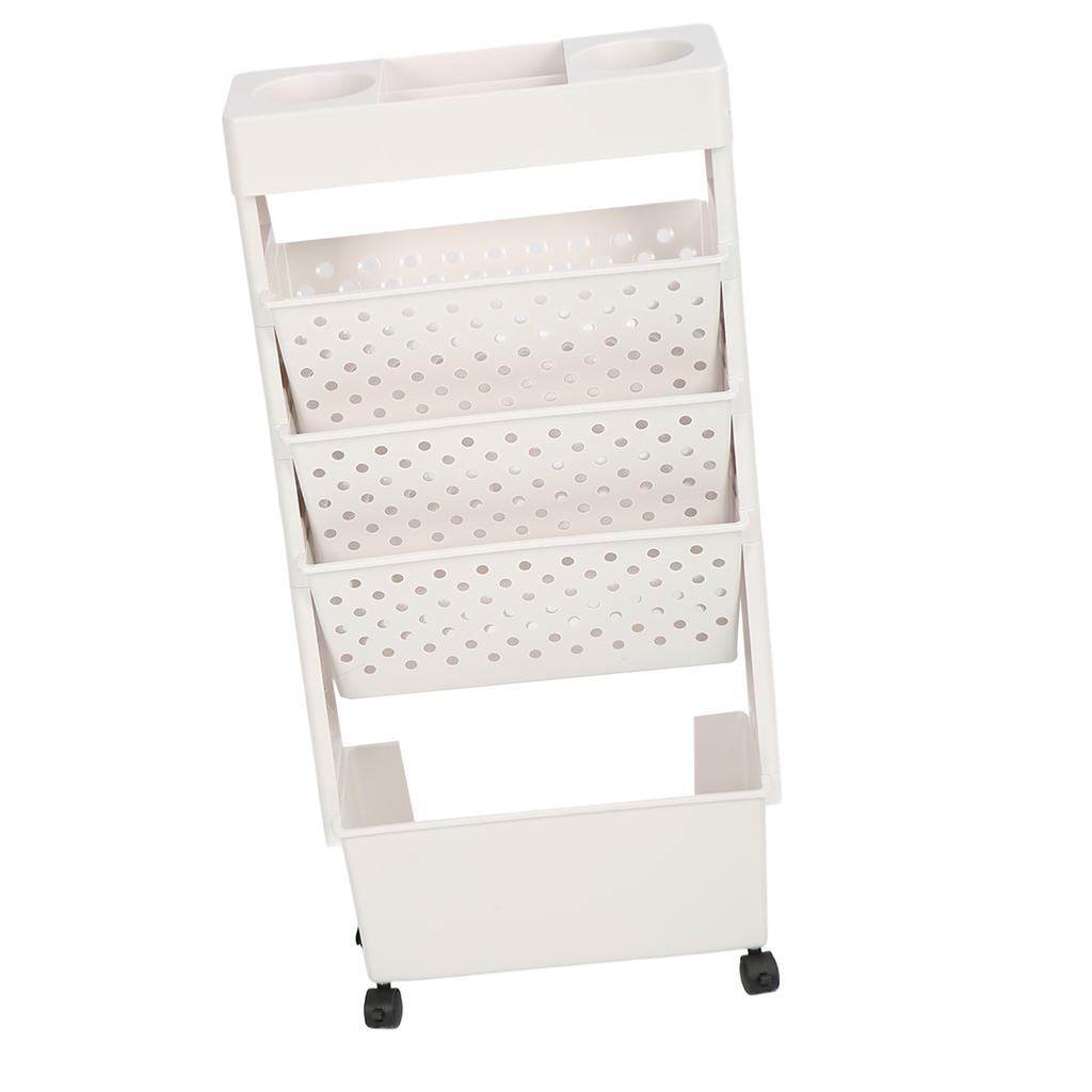 5 Tier Movable Bookshelf Removable Bookcase Rotatable Multilayer Mobile Bookshelf for Bedroom Dormit