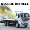 1:32 Rescue Car Flat Trailer Model Toy Alloy Diecast Doors Opened Miniature Engineering Vehicle Models Sound Light Toys for Kids