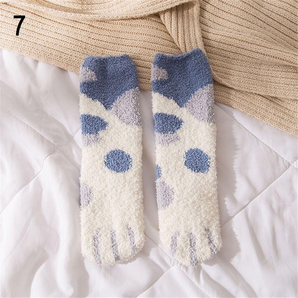 

gift Sleep Bed Sock Plush Thickening Coral velvet socks Paw pattern Floor Socks Cashmere Sox 7